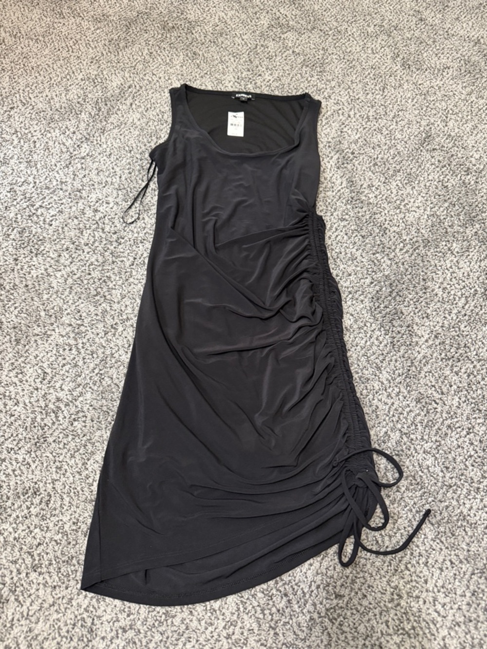 Express Black Asymmetrical Sleeveless Ruched Dress